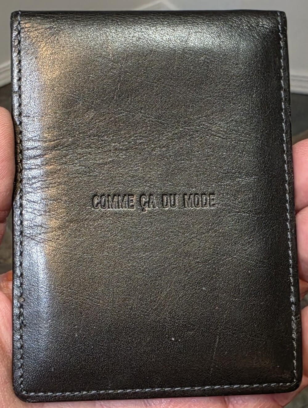 Comme Ça Du Mode Vintage Black Leather Pass Case Card Wallet